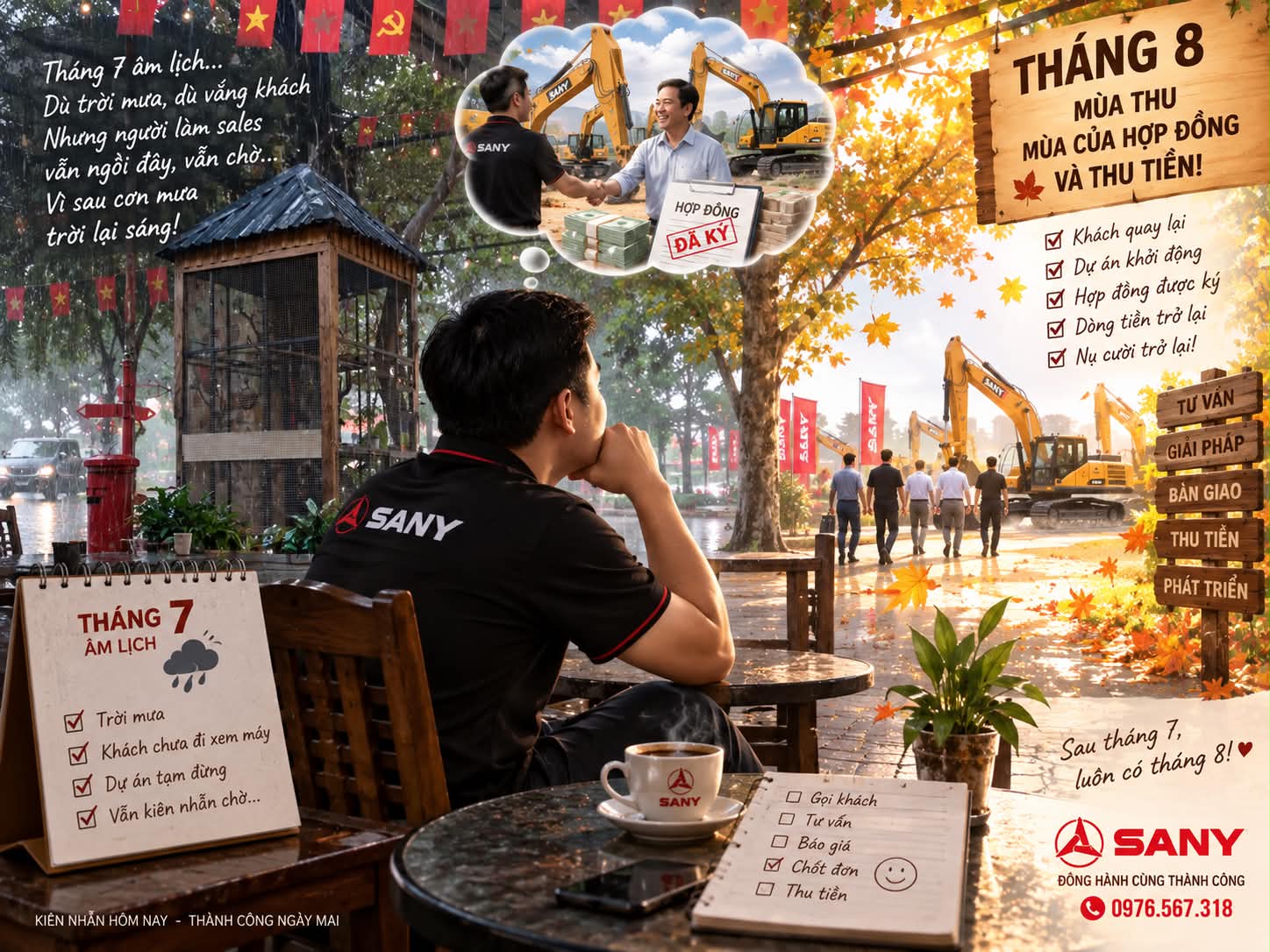 tháng 7 với máy xúc sany