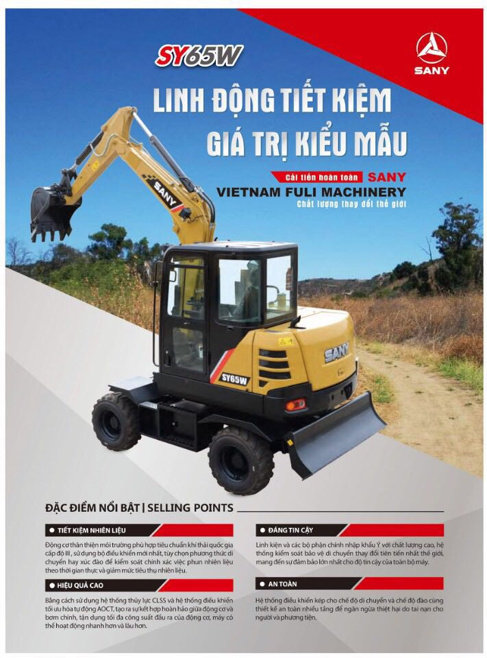 Catalog máy xúc đào bánh lốp SANY SY65w