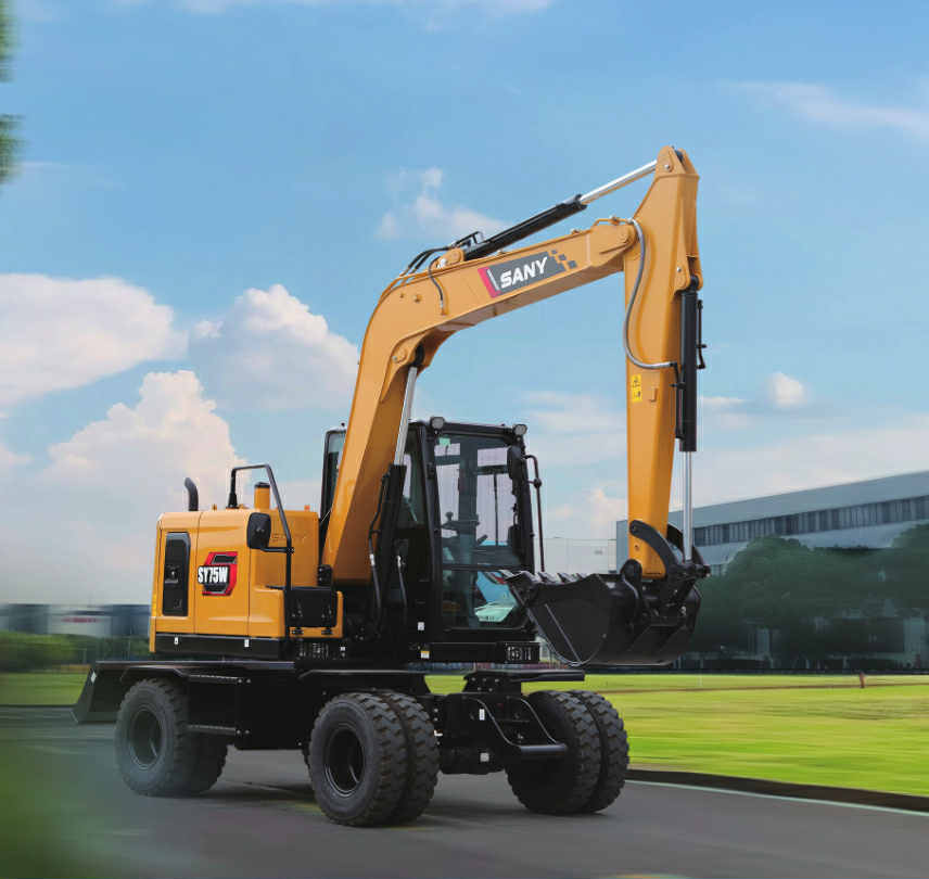 máy xúc bánh lốp sy75w