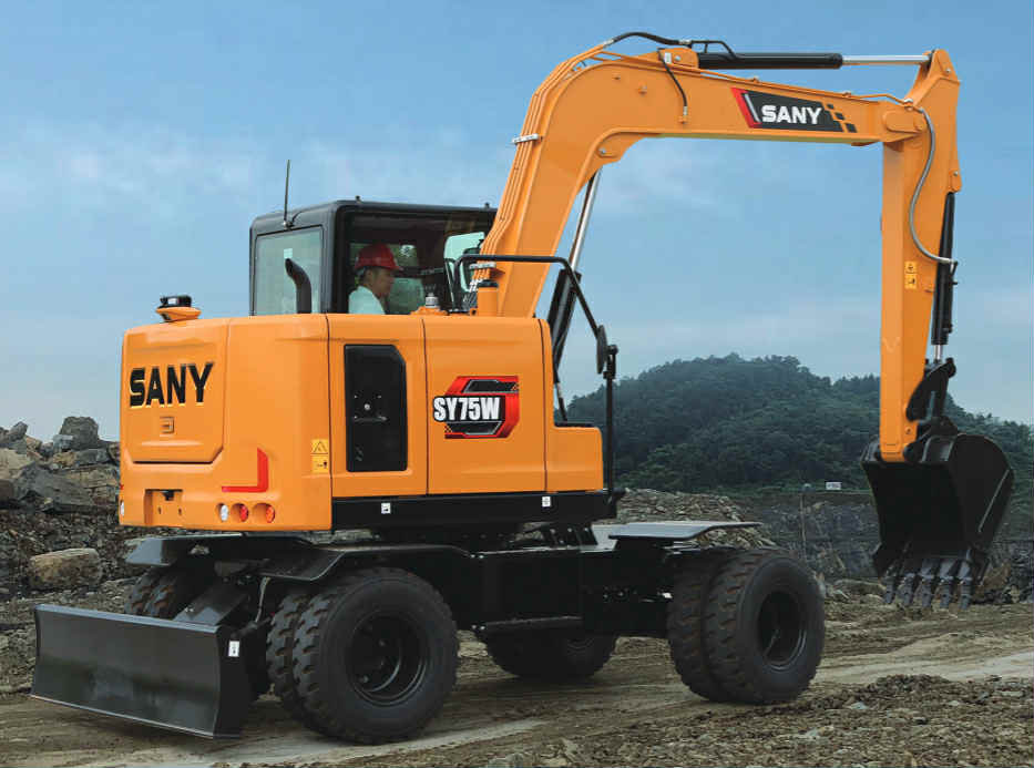 máy xúc bánh lốp sy75w