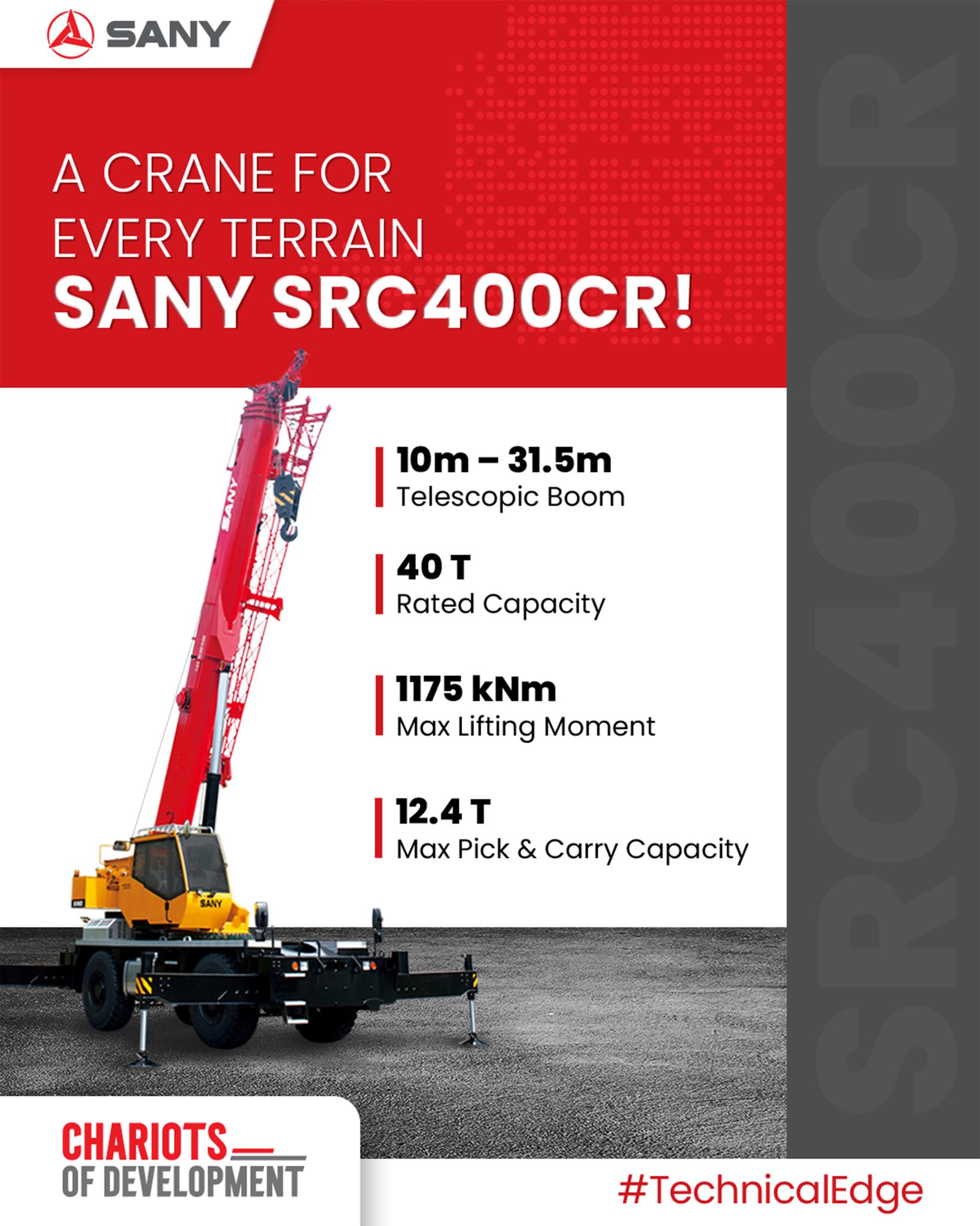 Cẩu lốp bánh béo SANY SRC400CR sản xuất tại Ấn Độ