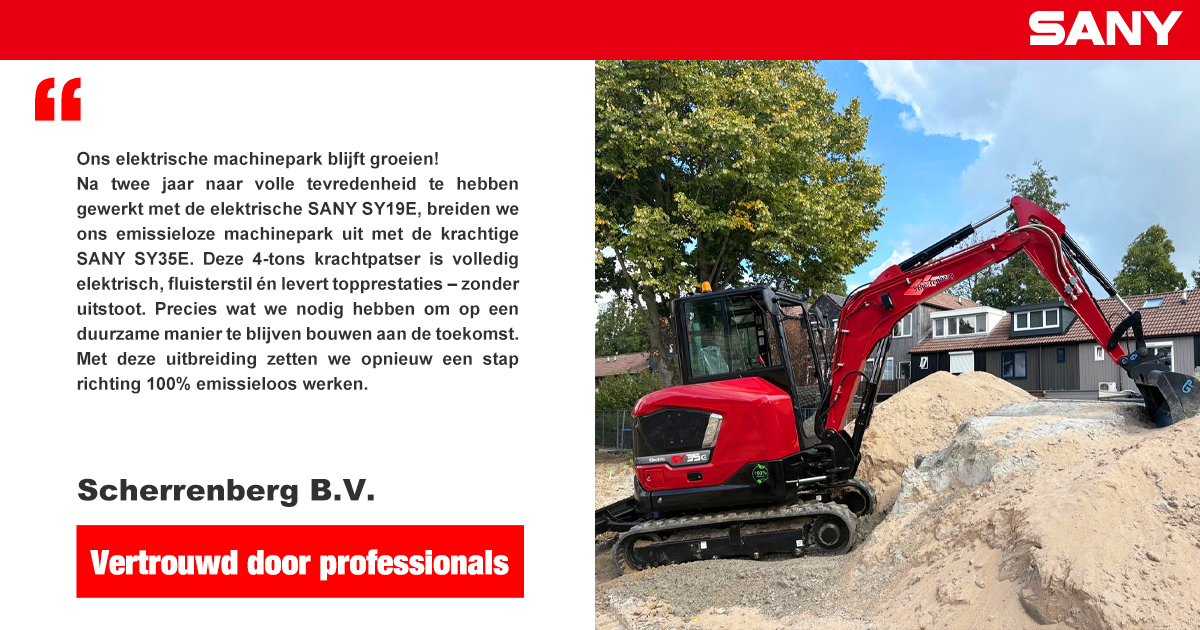 Máy xúc điện SANY SY35E đầu tiên có mặt tại Hà Lan