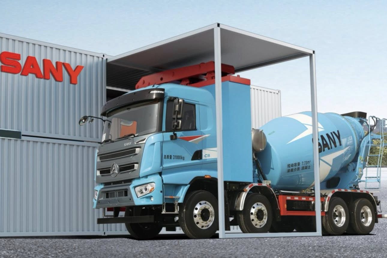 xe trộn bê tông điện