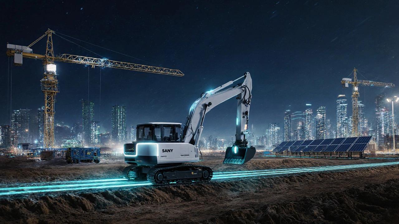 máy xúc sany tại công trường