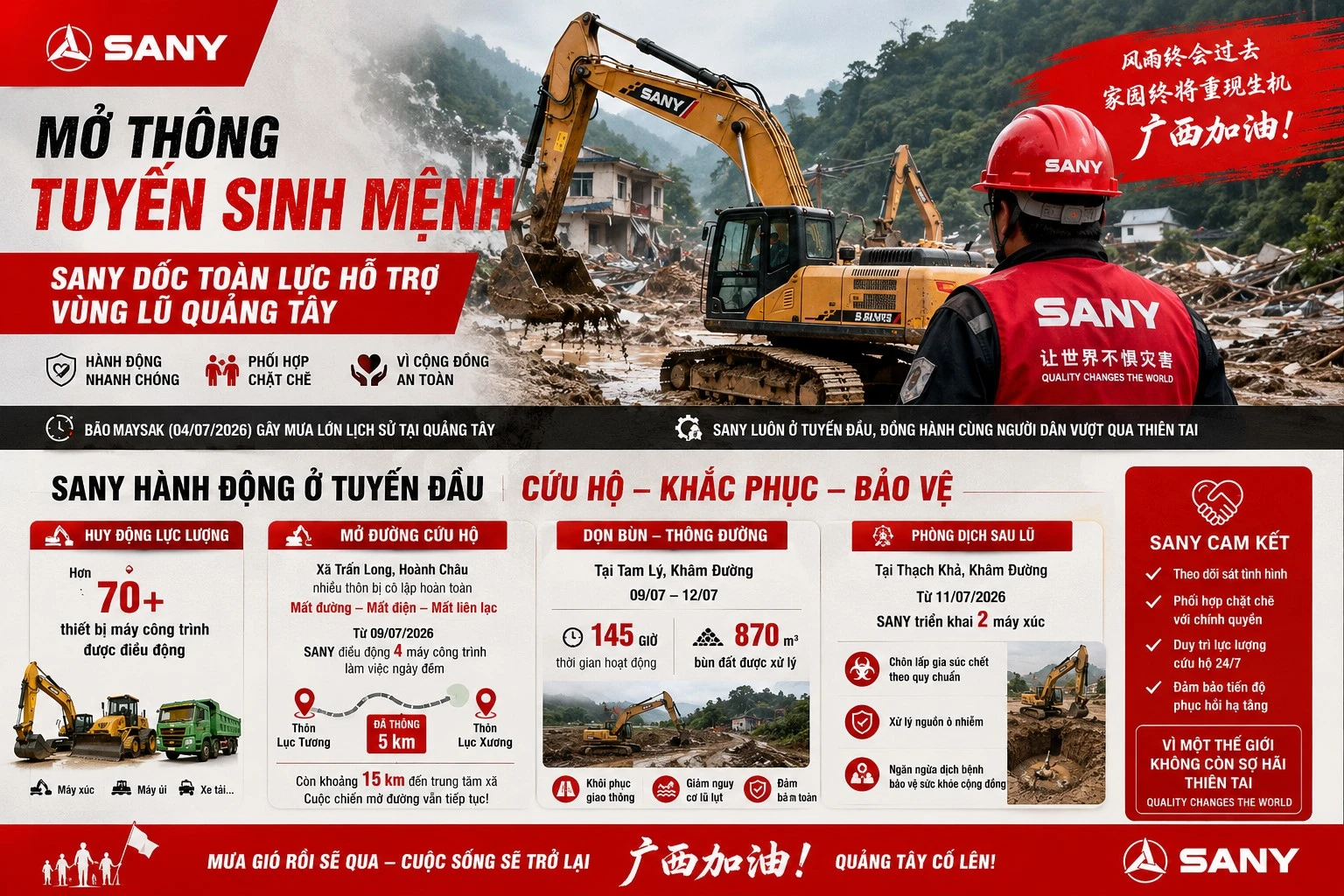 SANY cứu hộ Quảng Tây