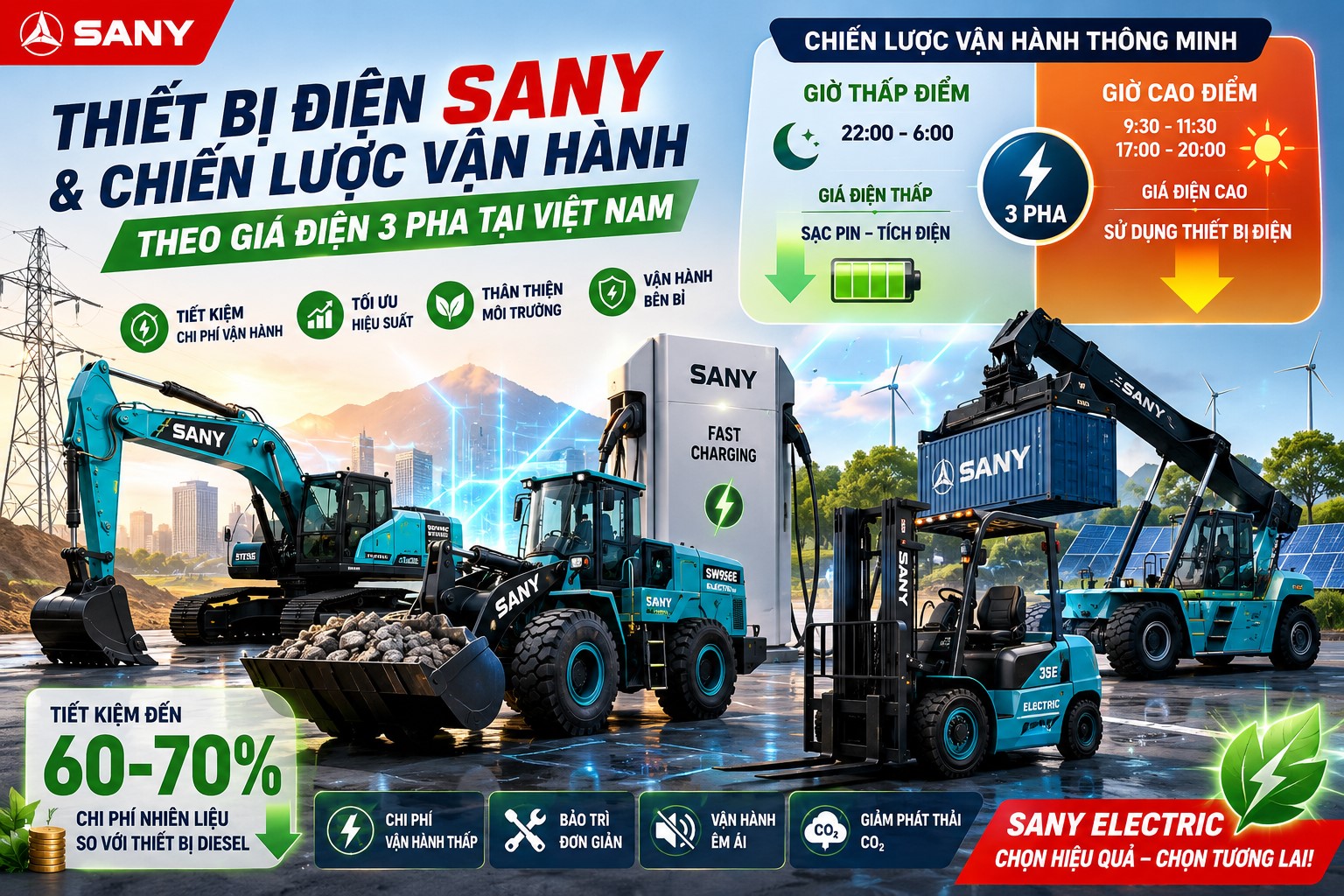 100 FAQ CHUYỂN ĐỔI CAO – THIẾT BỊ ĐIỆN SANY & XU HƯỚNG ĐIỆN HÓA
