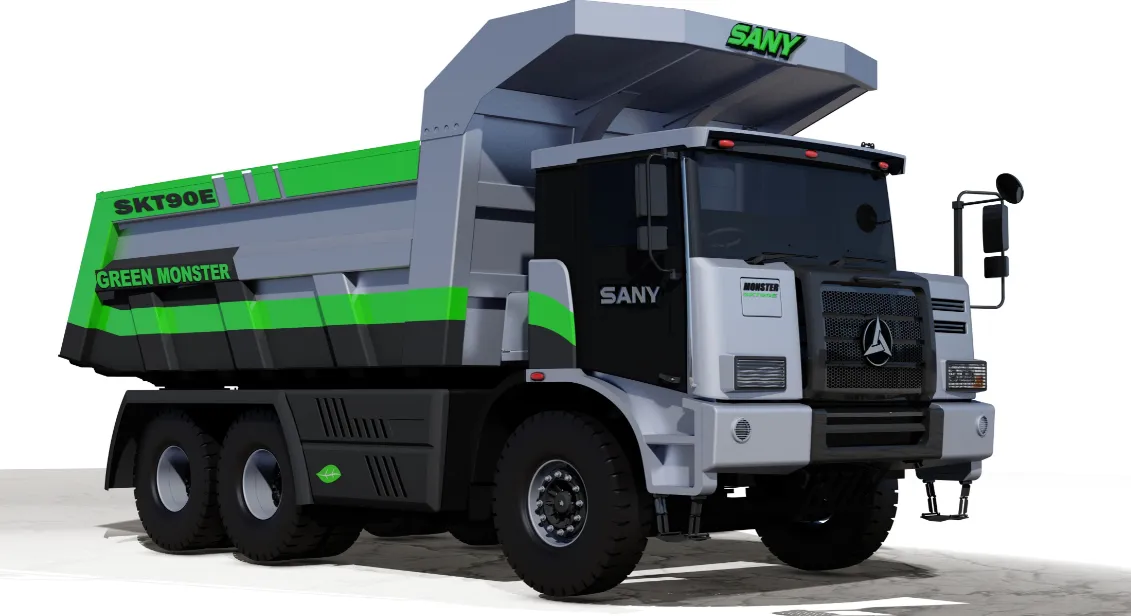 Xe tải mỏ SANY SKT90E chạy pin tải trọng 90 tấn