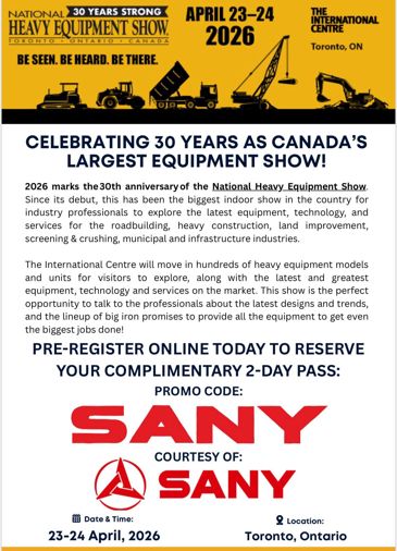 SANY Canada tham gia National Heavy Equipment Show 2026