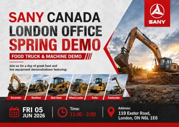 SANY Canada : Tham gia cùng chúng tôi tại Ngày Demo SANY tại London