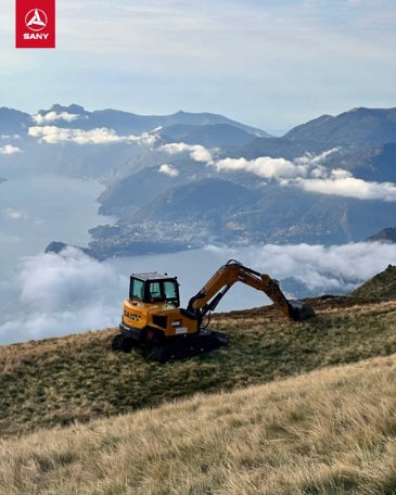 SANY Italia : Chủ nhật tuyệt vời với máy xúc SANY bên hồ Como