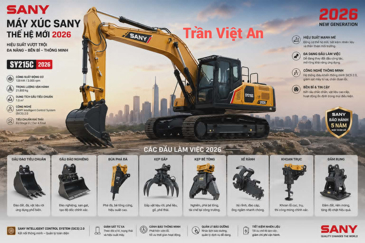 Nâng cao hiệu quả máy xúc SANY 2026: 15 đầu công tác mới nhất tăng năng suất 70%